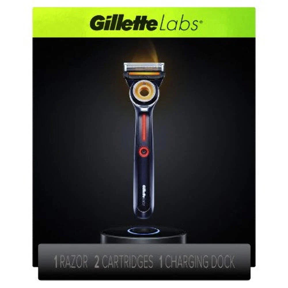 Gillette Labs Heated Razor with 2 Razor Blade Refills & Charging Dock Starter Ki